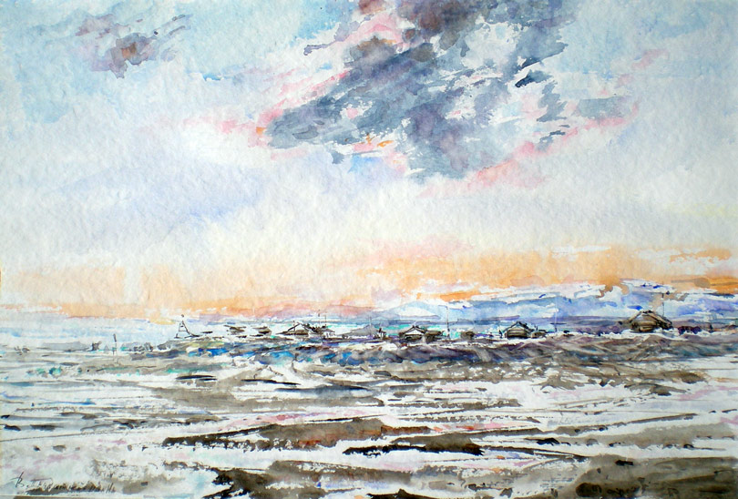 Wrangel Island,Doubtful Bay,Watercolor,Canson,35*55 cm,2013